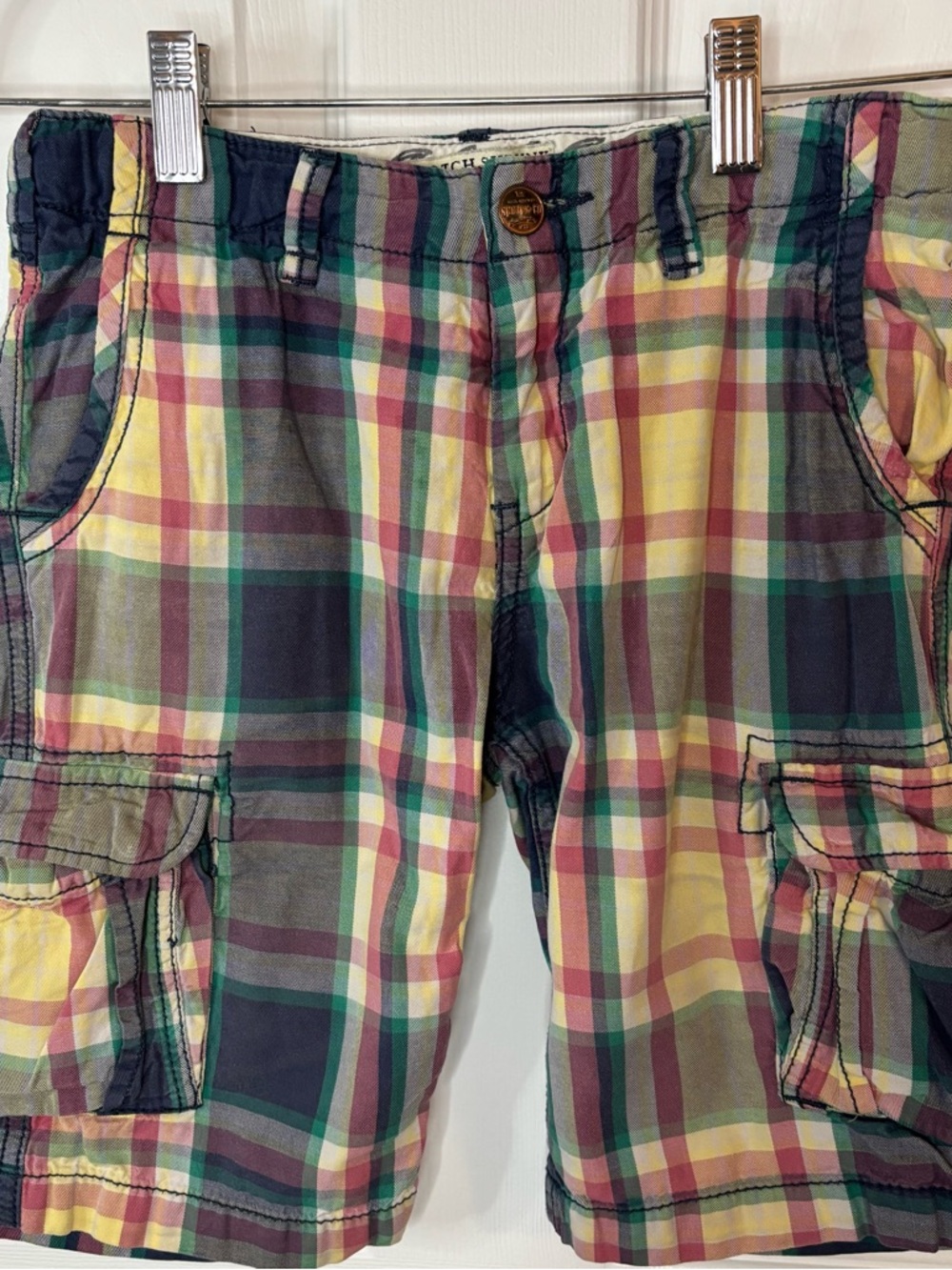 Scotch Shrunk Multicolor Plaid Shorts with Chambray Trim